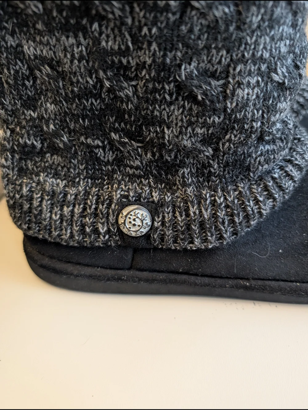 Cozy Knit Cuff Women's Sz 8 Winter Boots - Black/Grey